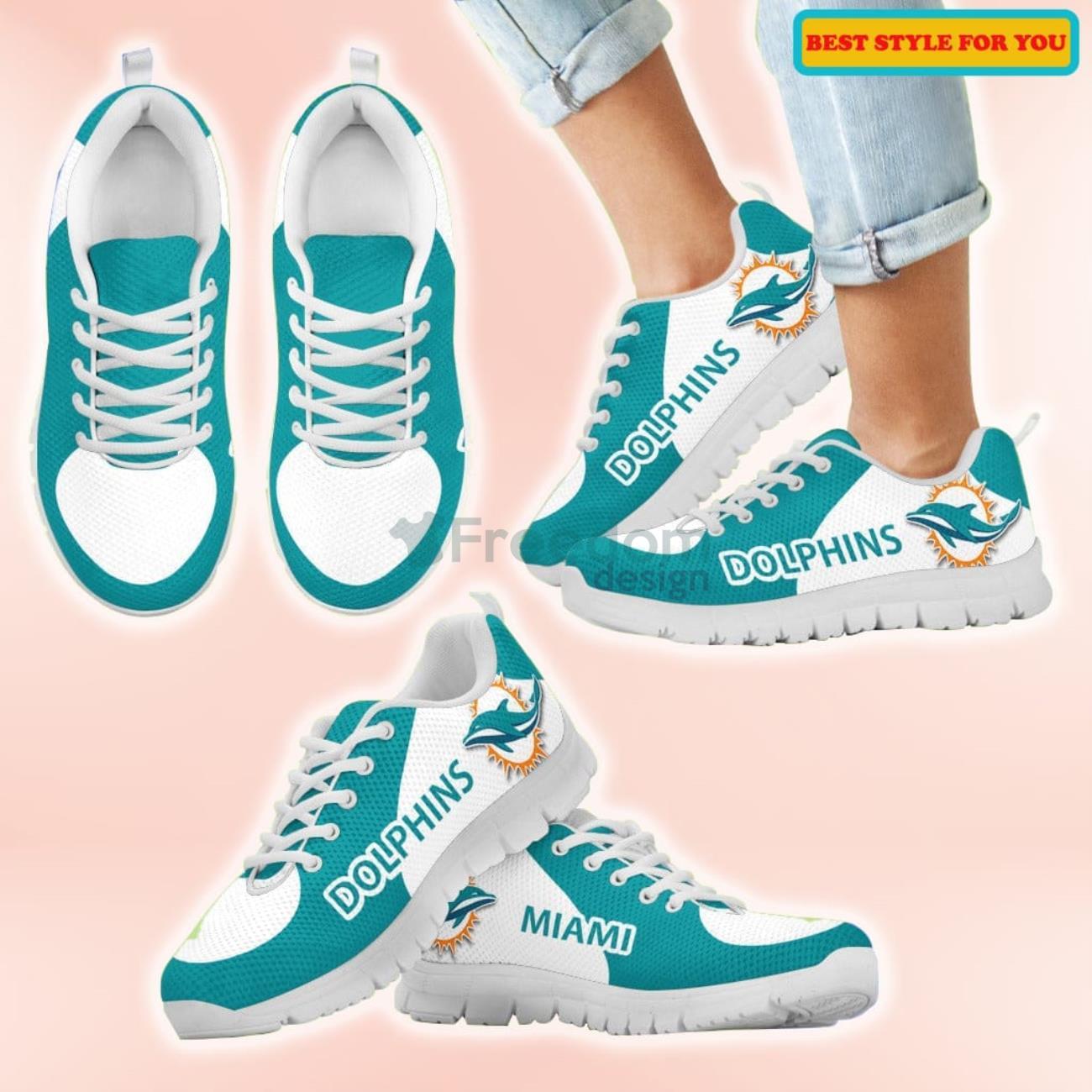 Miami Dolphins Top Logo Casual Sneakers For Sport Fans Product Photo 2