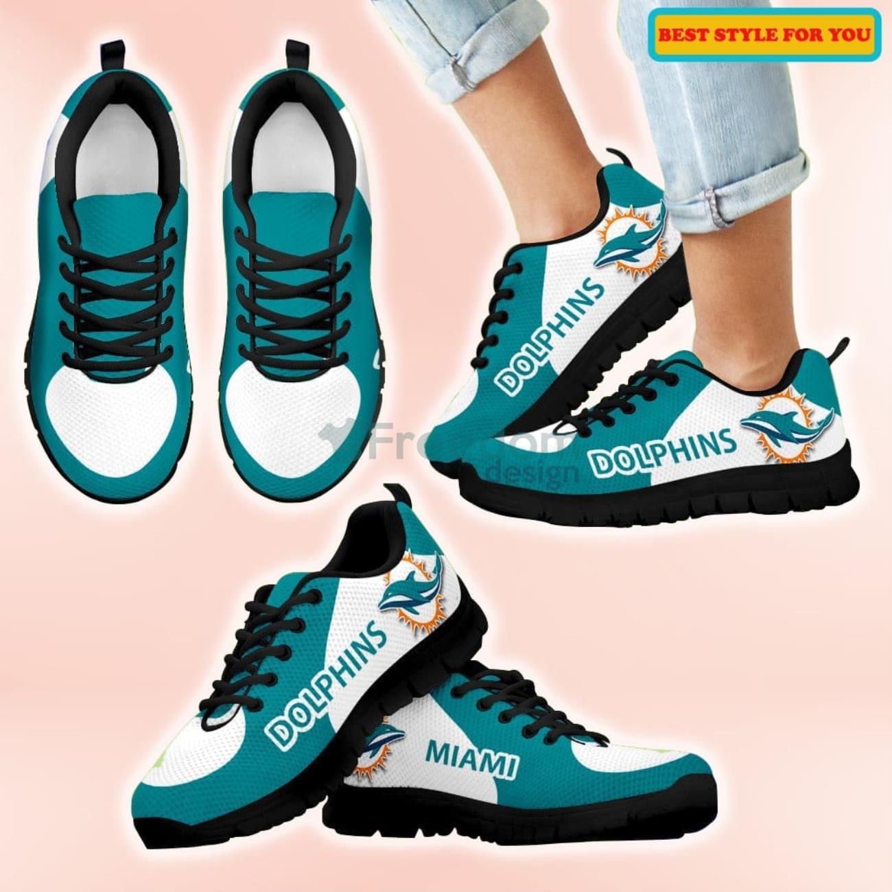 Miami Dolphins Top Logo Casual Sneakers For Sport Fans Product Photo 1