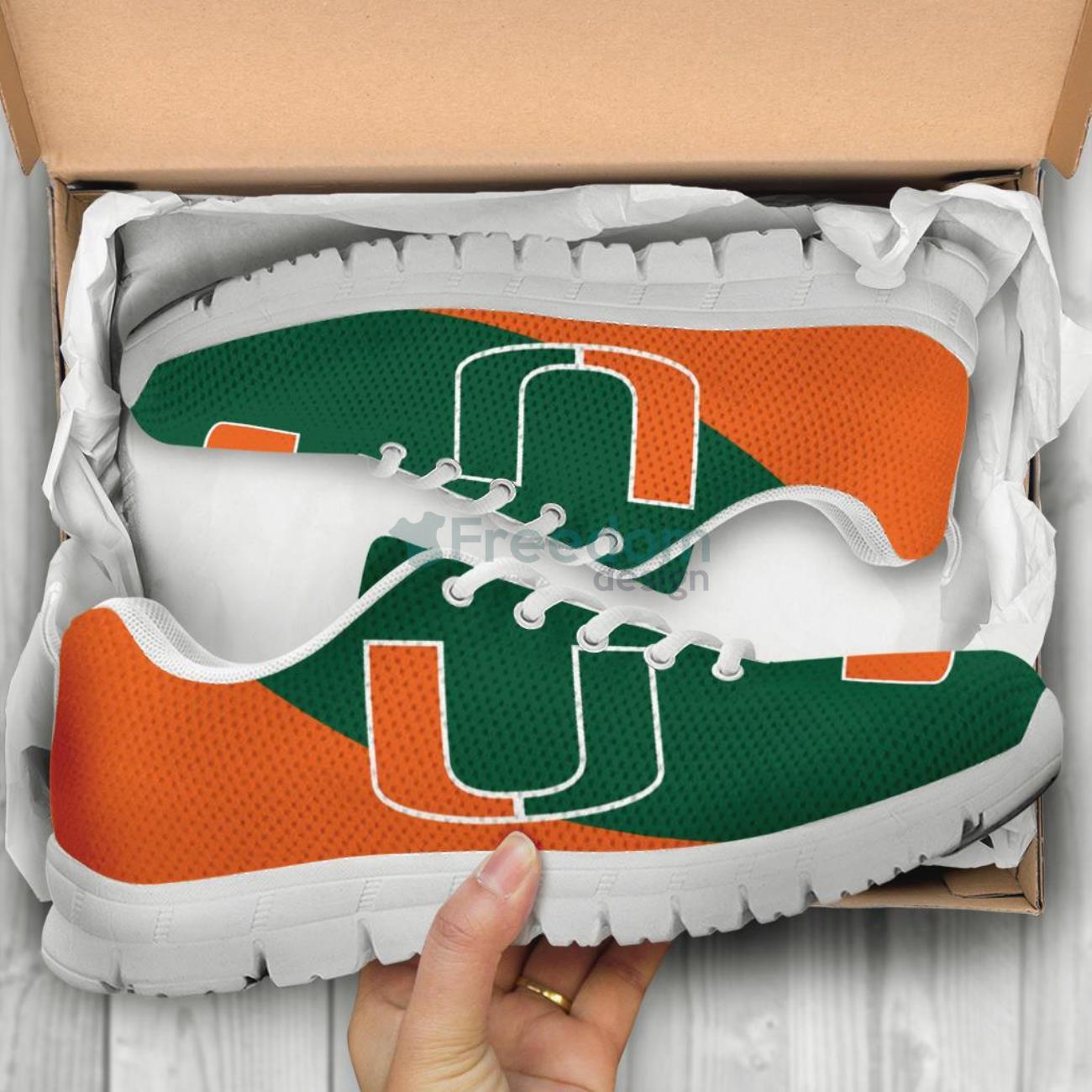 Miami Hurricanes Casual Sneakers For Sport Fans Product Photo 2