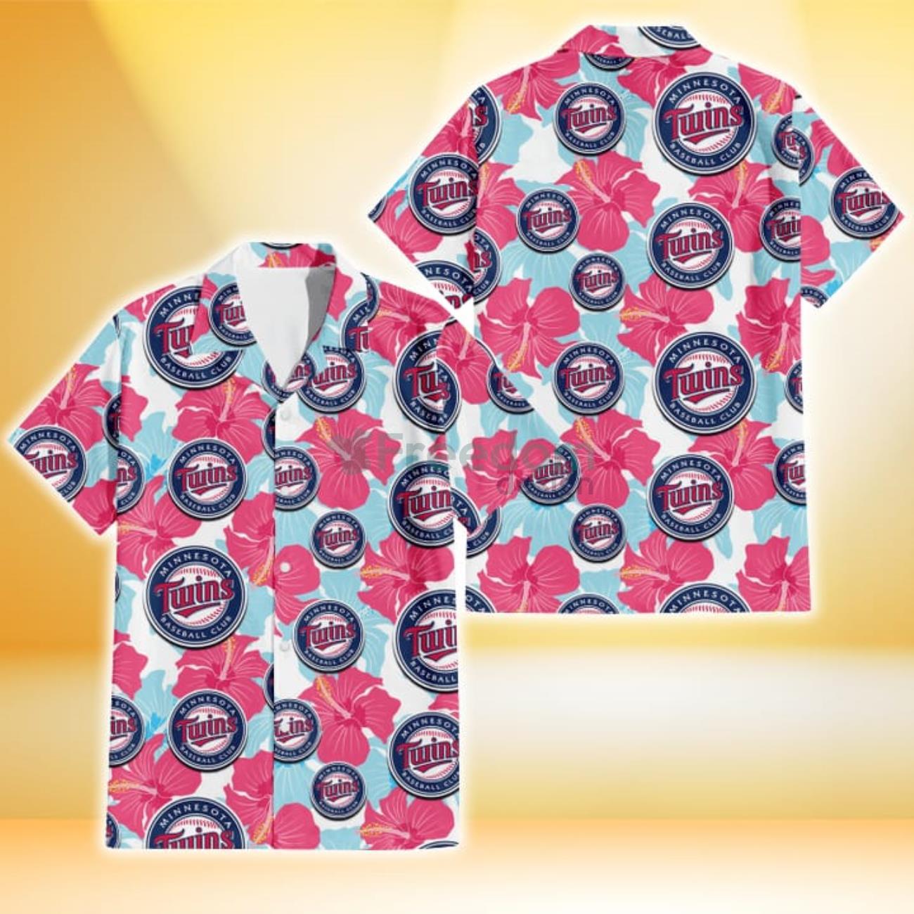 Atlanta Braves Pink Blue Hibiscus White Background 3D Hawaiian Shirt Gift  For Fans