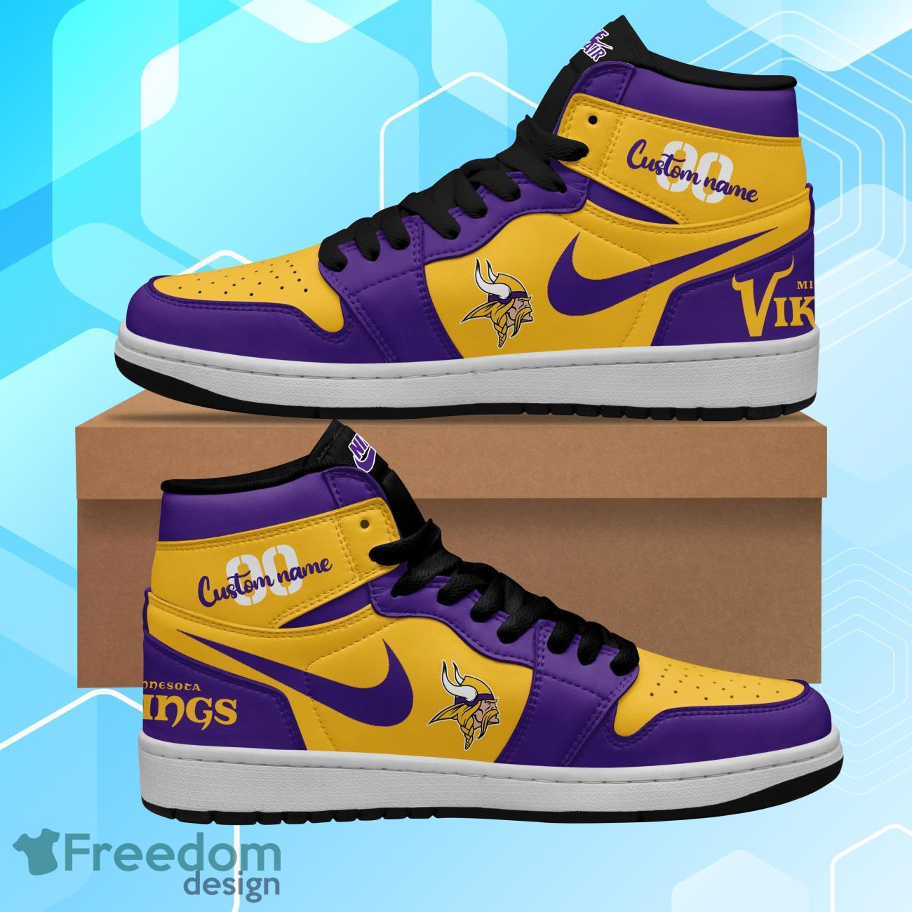 Minnesota Vikings Air Jordan Hightop Shoes Custom Name & Number Product Photo 1