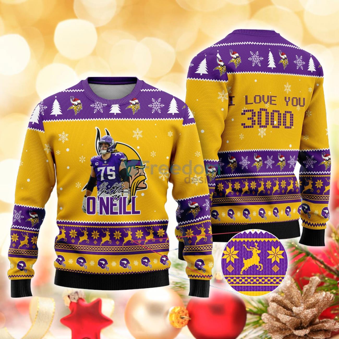 Minnesota Vikings - Brian O'Neill I Love You 3000 Christmas Knitted Sweater Product Photo 1