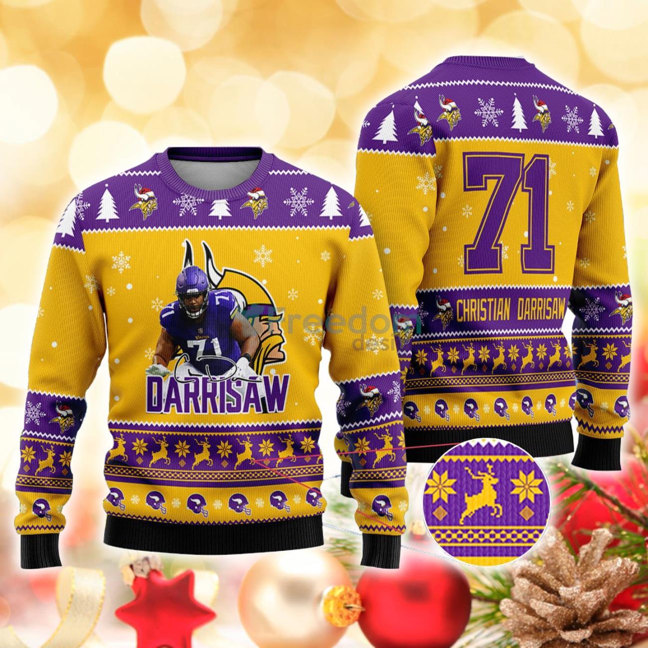 Minnesota Vikings - Christian Darrisaw Christmas Knitted Sweater For Men Women Product Photo 1