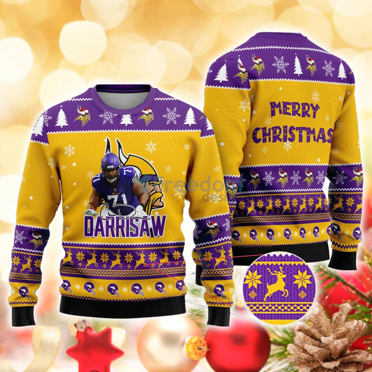 Minnesota Vikings - Christian Darrisaw Christmas Knitted Sweater Product Photo 1