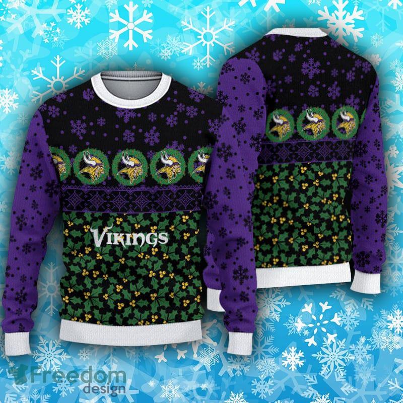 Minnesota Vikings Fans Pattern Ribbed Knitted Christmas Sweater -  Freedomdesign