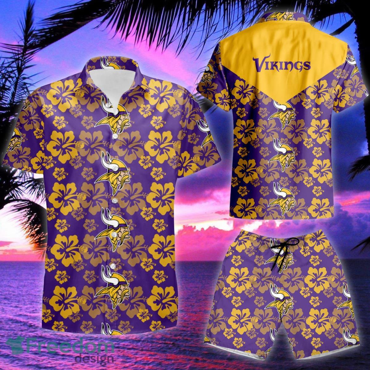 Minnesota Vikings Flowers Hawaiian Shirt & Short Product Photo 2