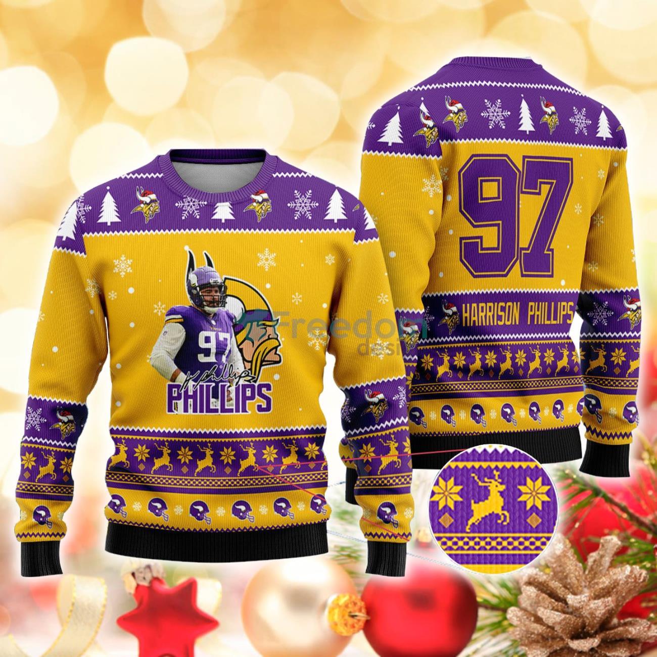 Minnesota Vikings - Harrison Phillips Christmas Knitted Sweater For Men Women Product Photo 1