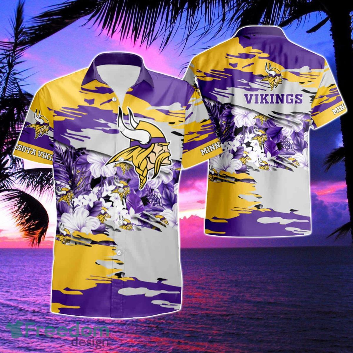 Minnesota Vikings Hawaiian Shirt & Short 3D For Fans Product Photo 1