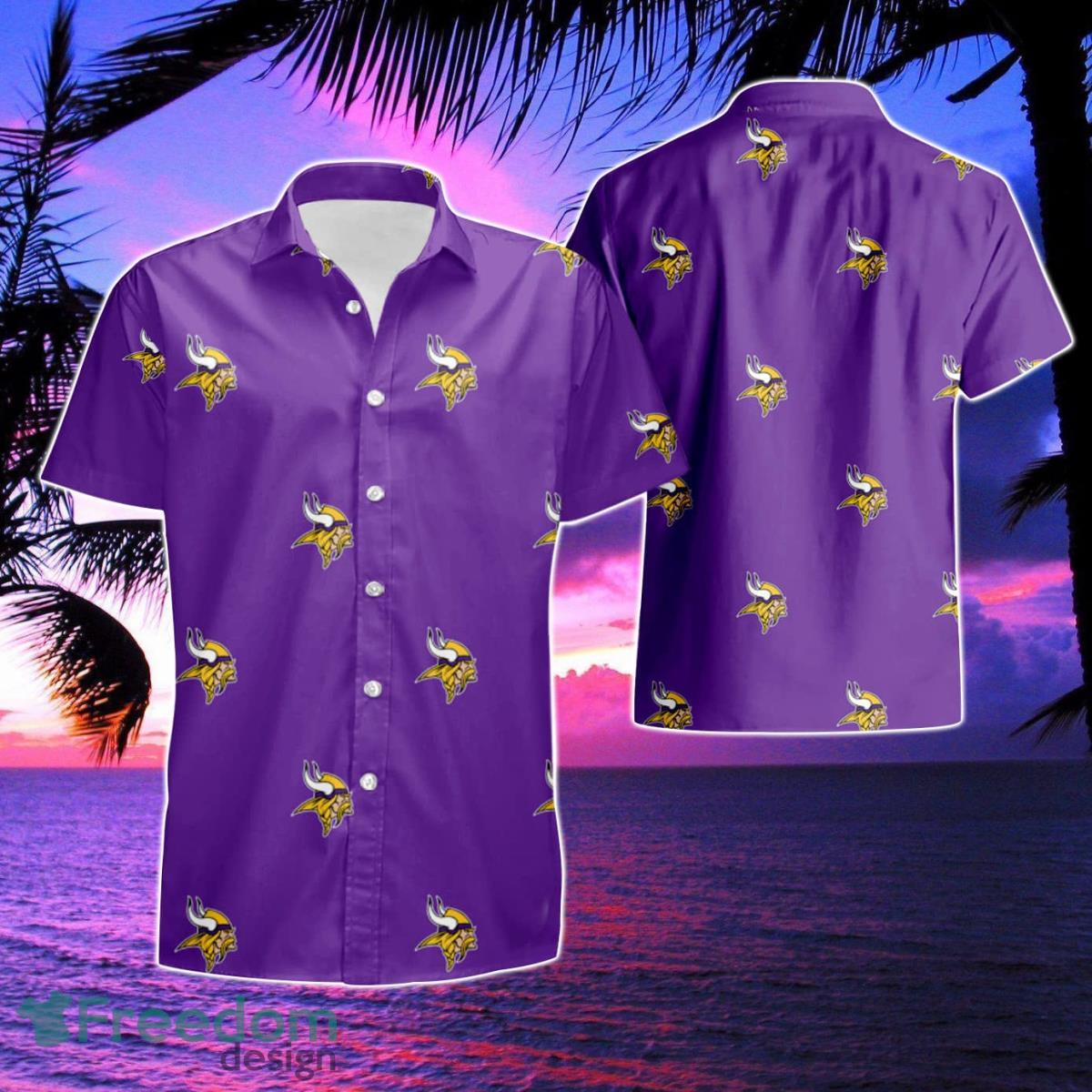 Minnesota Vikings Mini Print Logo Purple Hawaiian Shirt & Short Product Photo 1