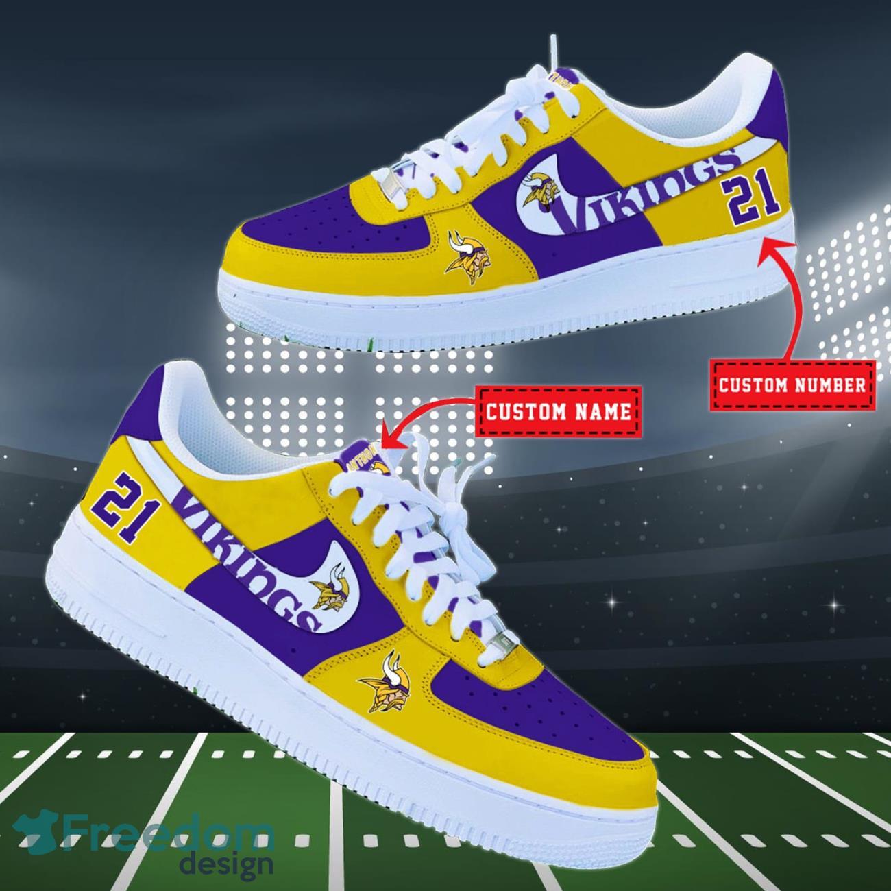 Minnesota Vikings NFL Personalized Air Force Shoes Custom Name Product Photo 2