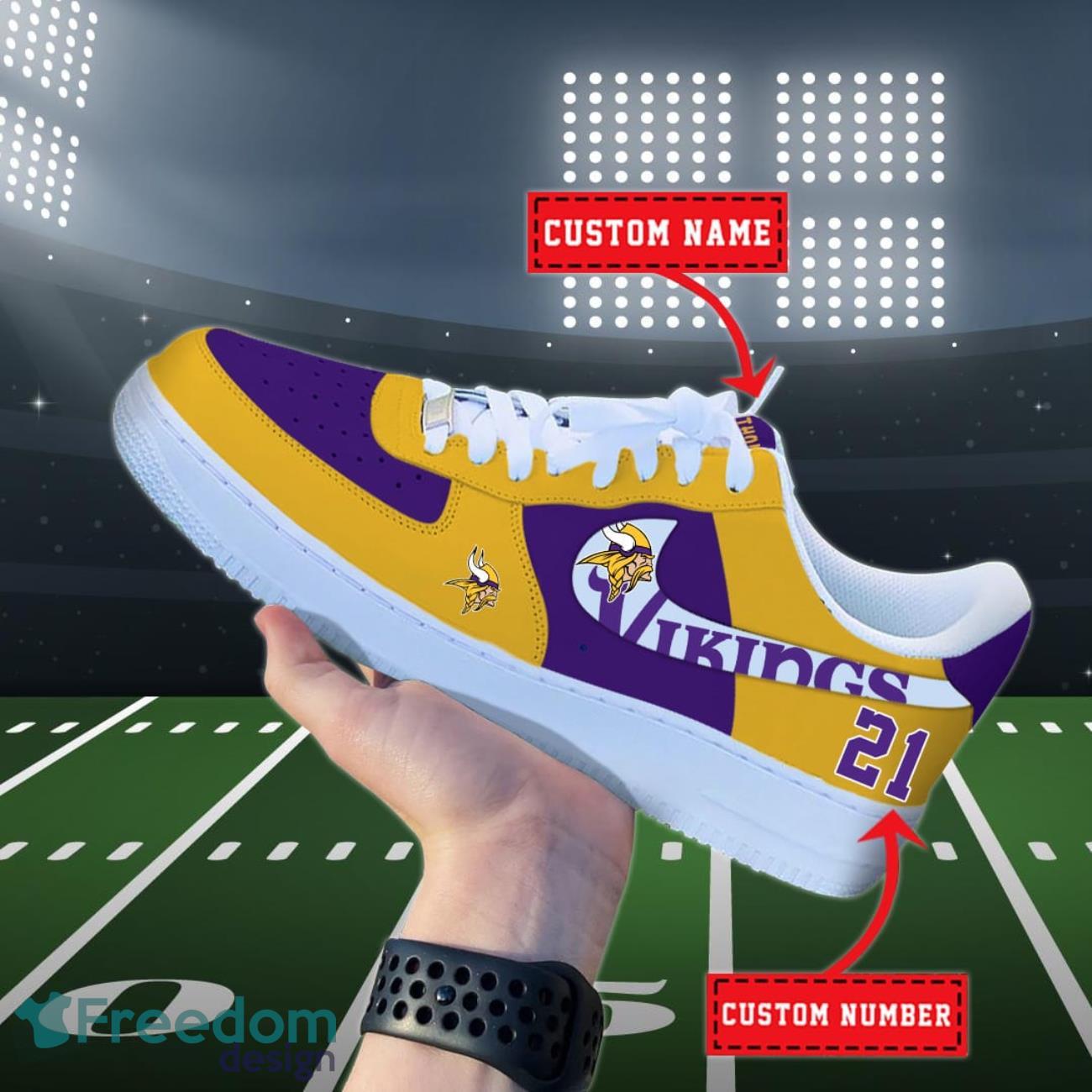 Minnesota Vikings NFL Personalized Air Force Shoes Custom Name Product Photo 1