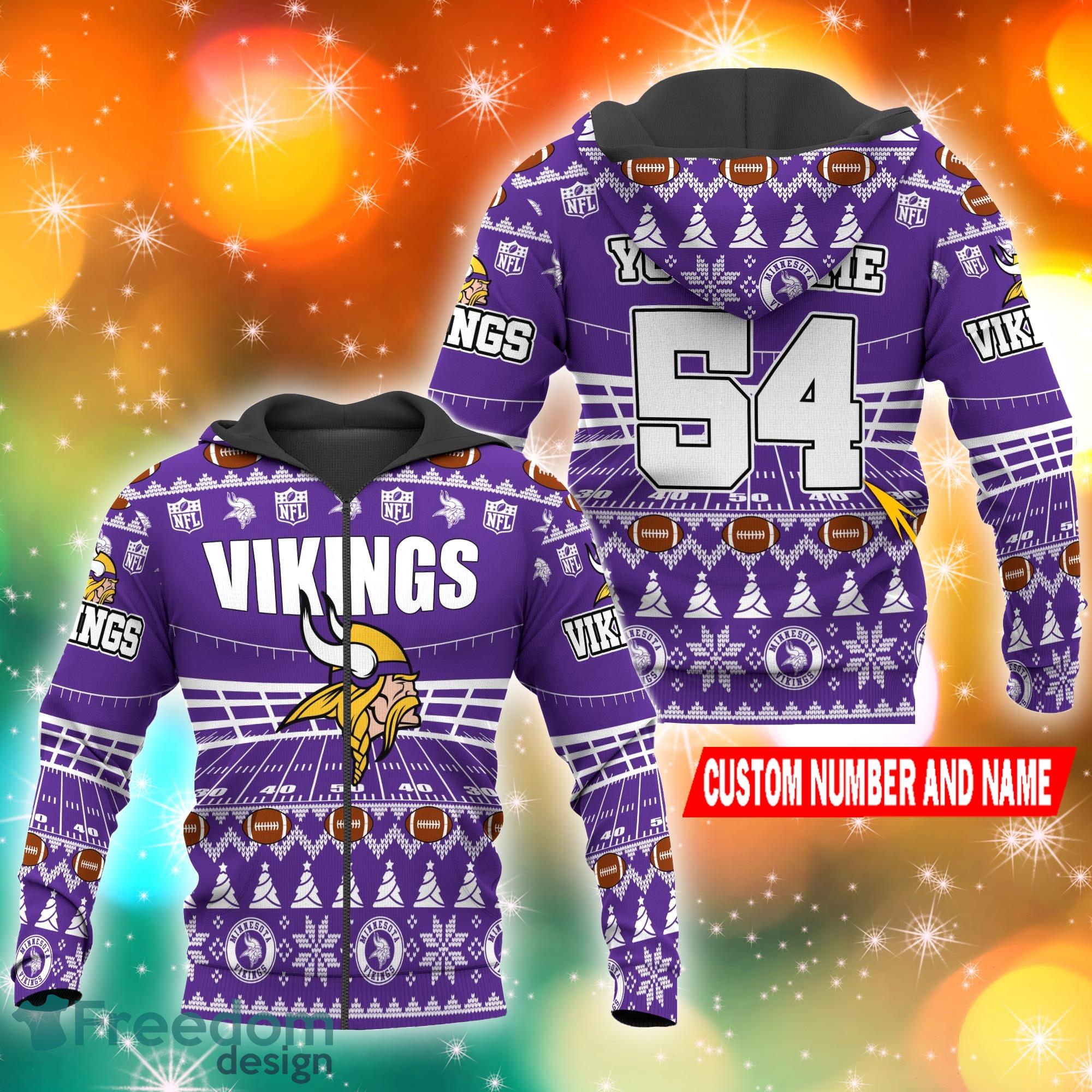 Minnesota Vikings NFL Ugly Stadiums Christmas 3D Zip Hoodie Custom Number  And Name - Freedomdesign