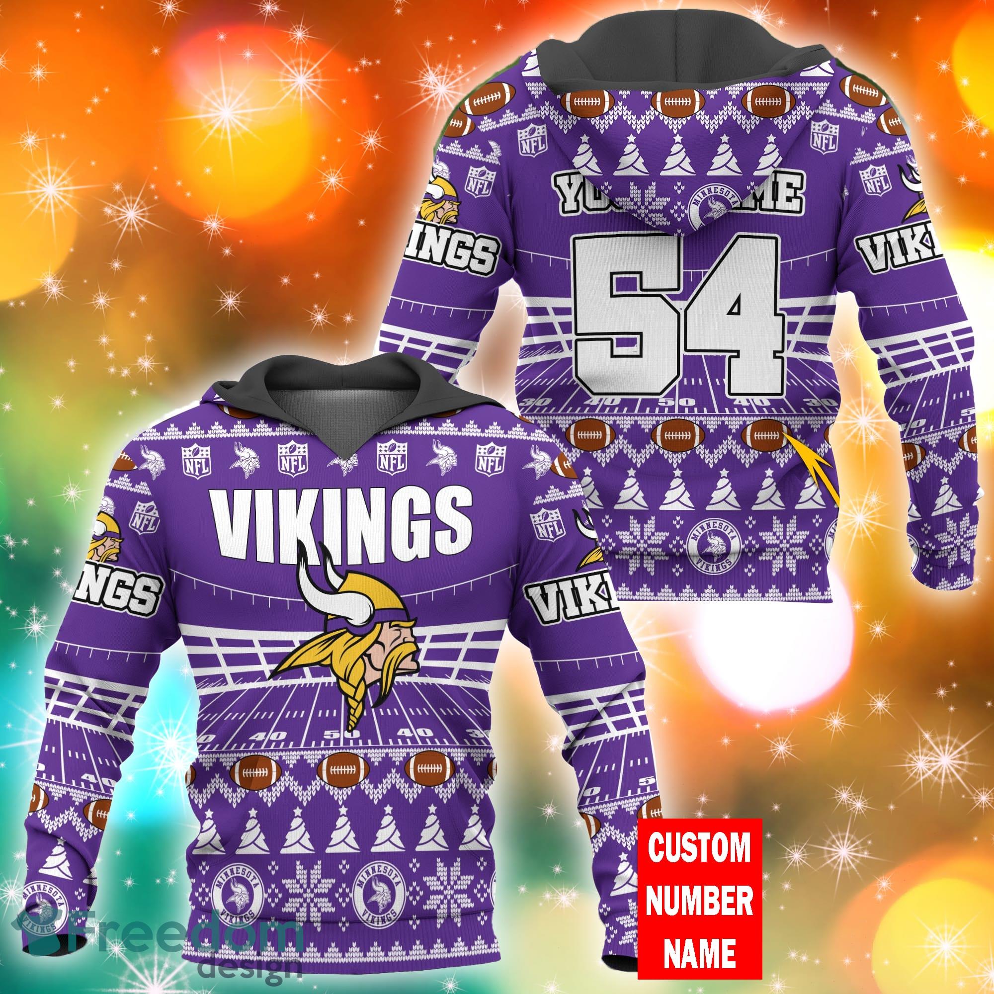 Custom Name And Number NFL Football Team Vikings Ugly Christmas Sweater