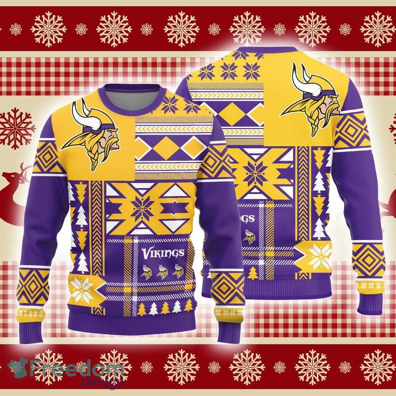 Minnesota Vikings Snowflake Pattern Ugly Christmas Sweater - Freedomdesign