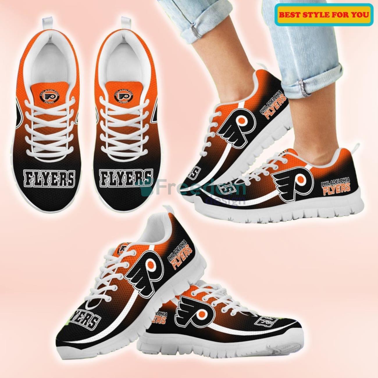 Mystery Straight Line Up Philadelphia Flyers Casual Sneakers For Sport Fans Product Photo 2