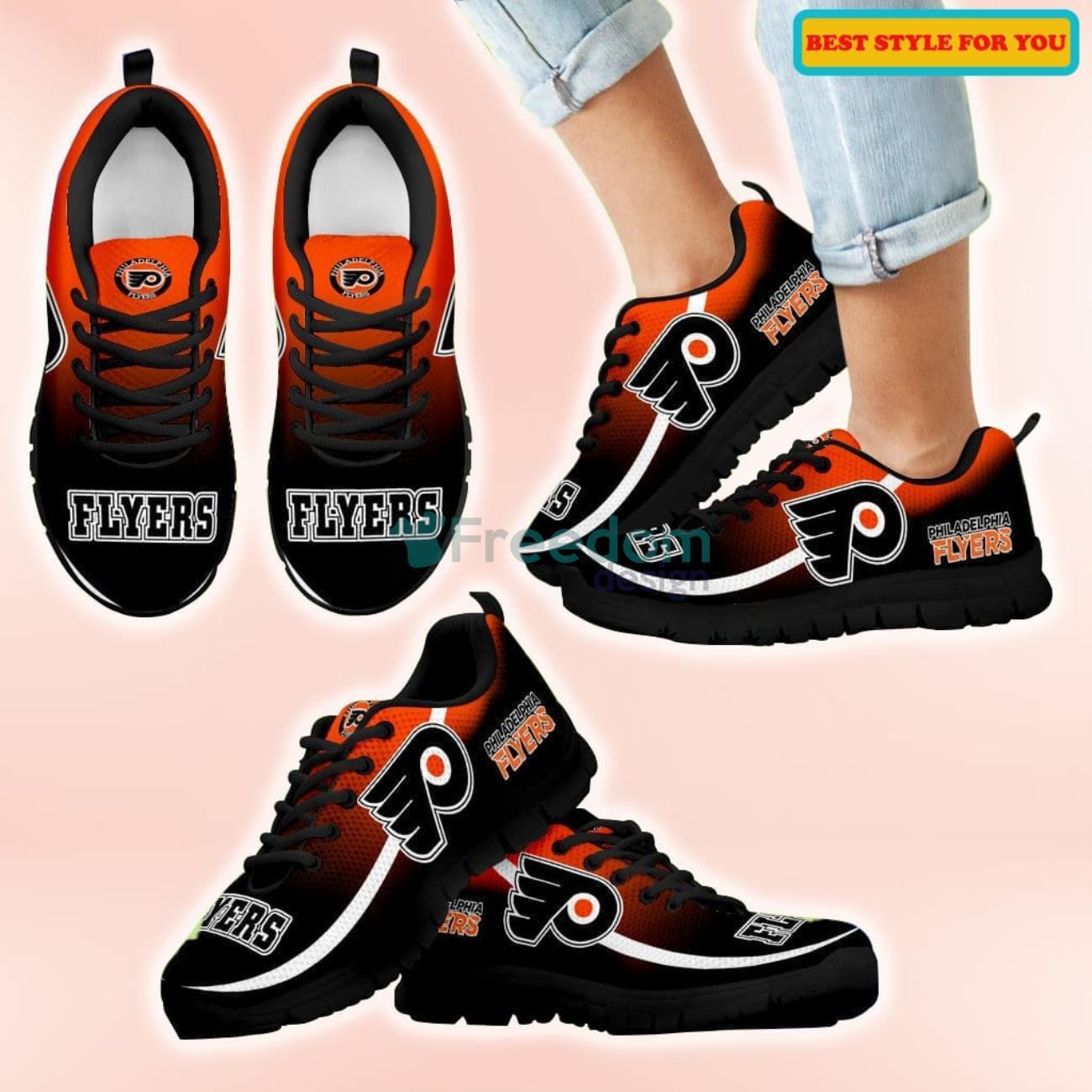 Mystery Straight Line Up Philadelphia Flyers Casual Sneakers For Sport Fans Product Photo 1