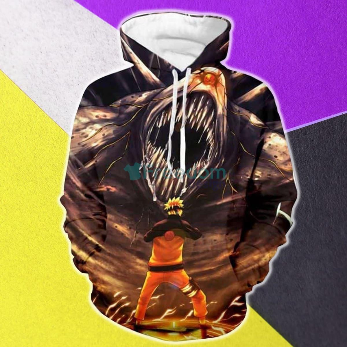 Naruto Fight Angry Ten Tail Jubi Sharingan Teeth Cool All Over Print 3D Hoodie Product Photo 1