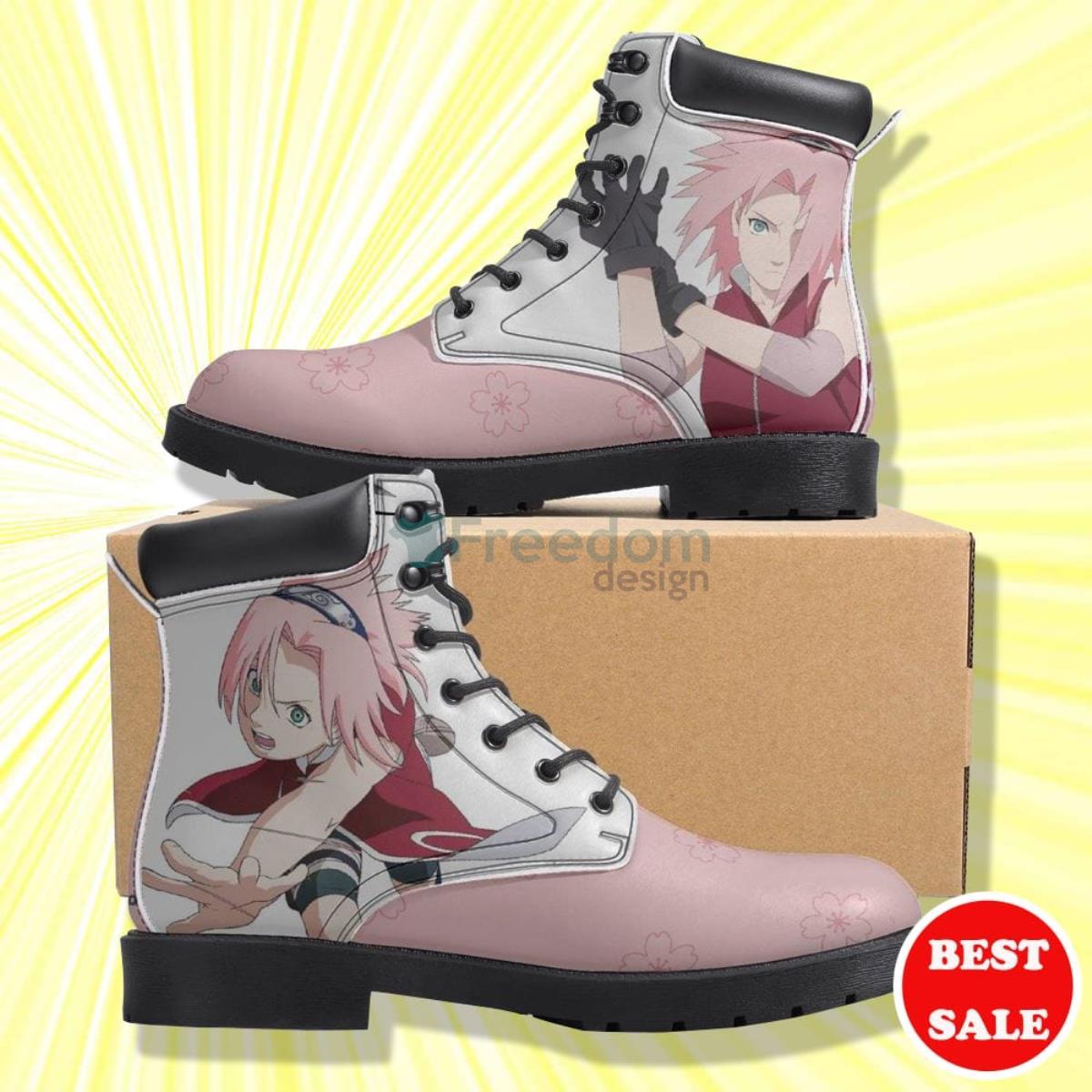 Naruto Shippuden Sakura Haruno Anime Leather Boots Product Photo 1