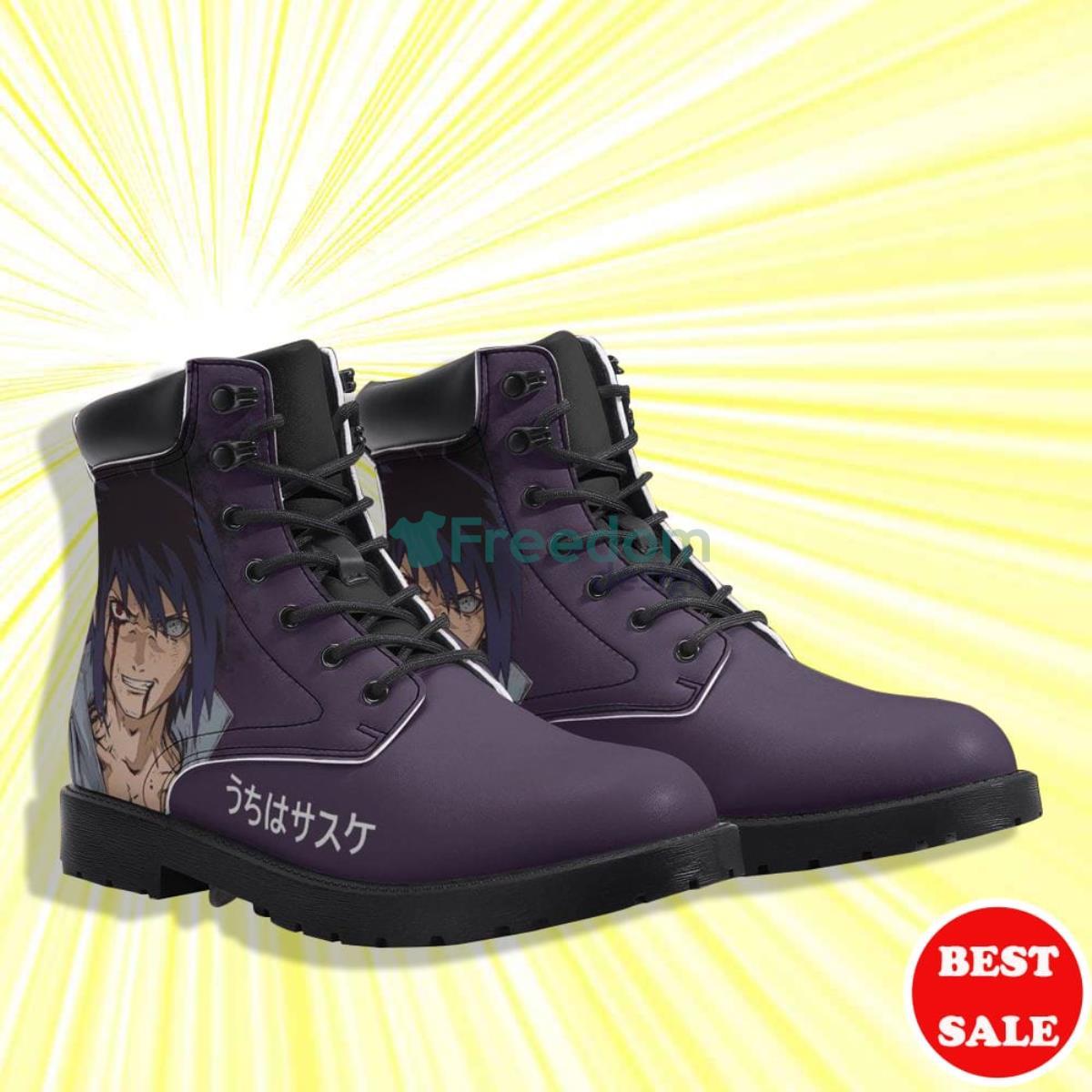 Naruto Shippuden Sasuke Anime Leather Boots Product Photo 2