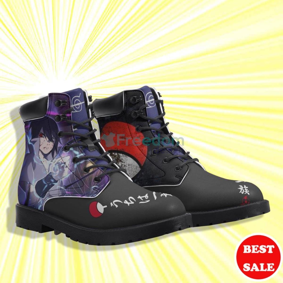 Naruto Shippuden Sasuke Anime Leather Boots Shoes Product Photo 2