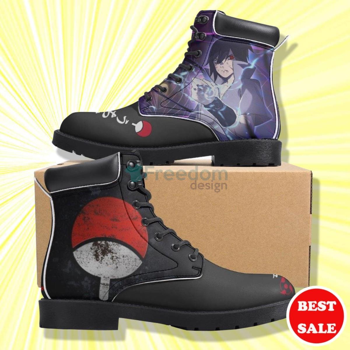 Naruto Shippuden Sasuke Anime Leather Boots Shoes Product Photo 1