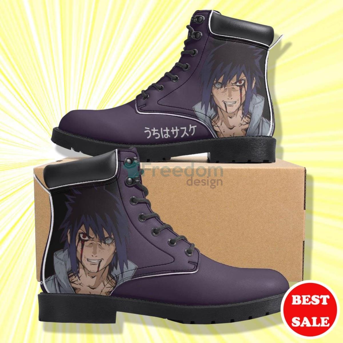 Naruto Shippuden Sasuke Anime Leather Boots Product Photo 1