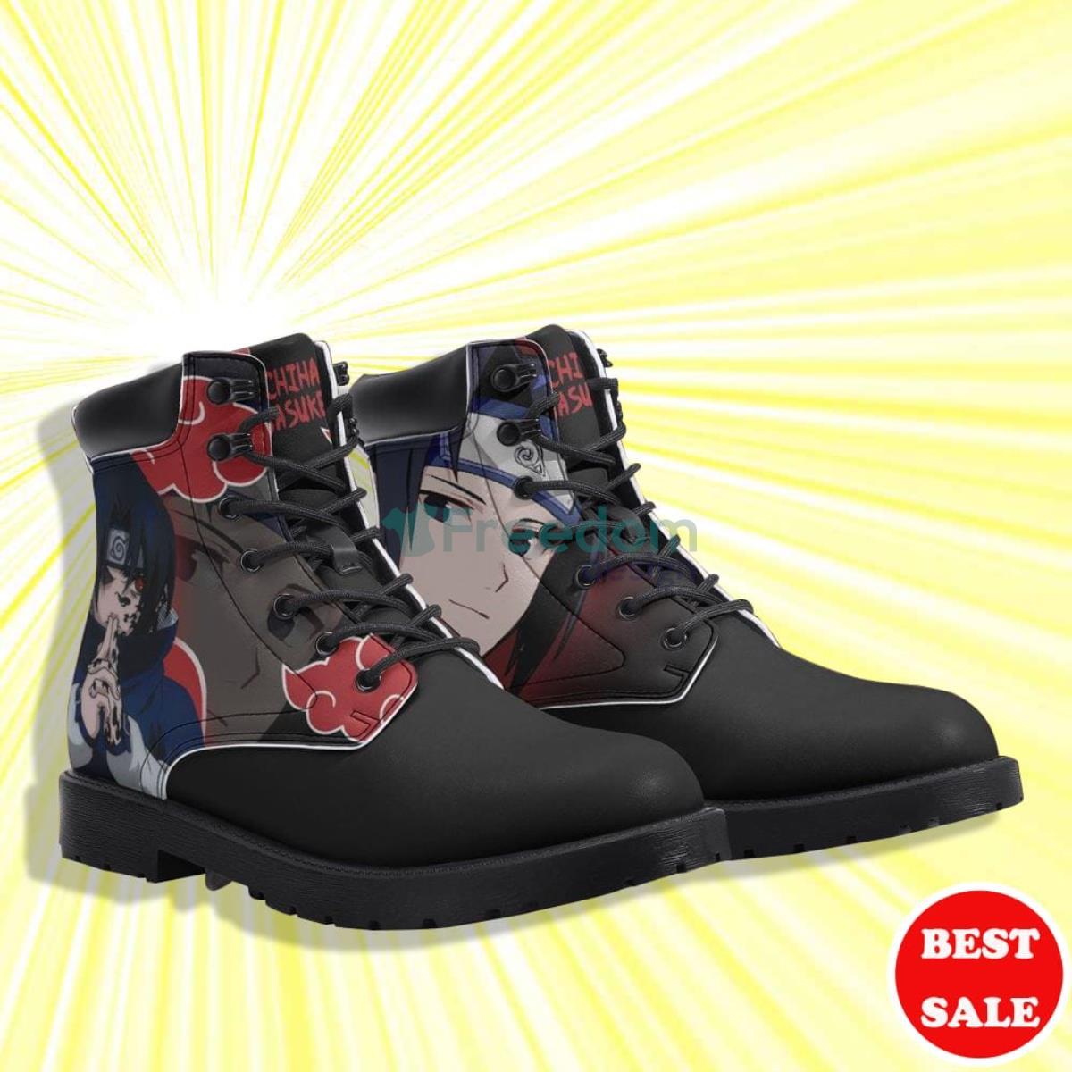 Naruto Shippuden Sasuke Uchiha Anime Leather Boots Product Photo 2