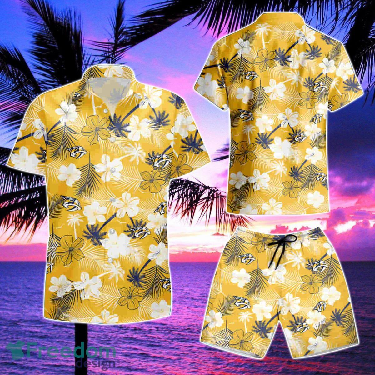 Nashville Predators Hawaii Floral Pattern Hawaiian Shirt & Short Product Photo 2