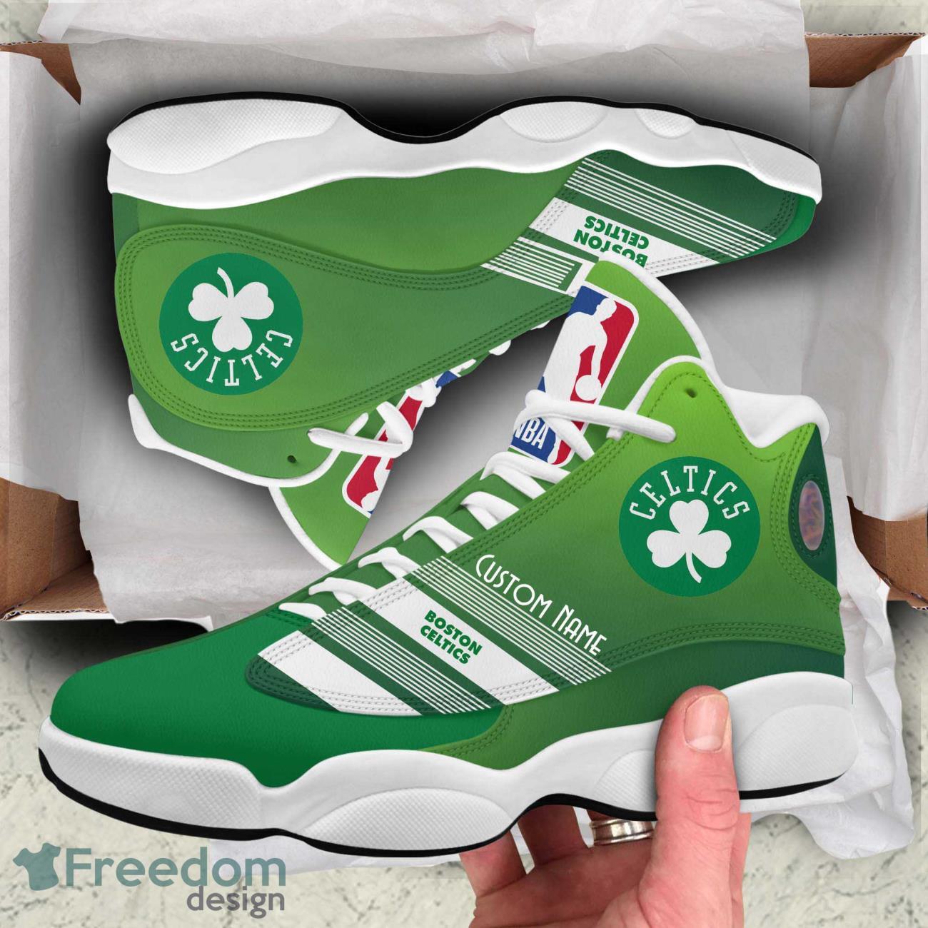 NBA Boston Celtics Air Jordan 13 Custom Name & Number Shoes - Freedomdesign