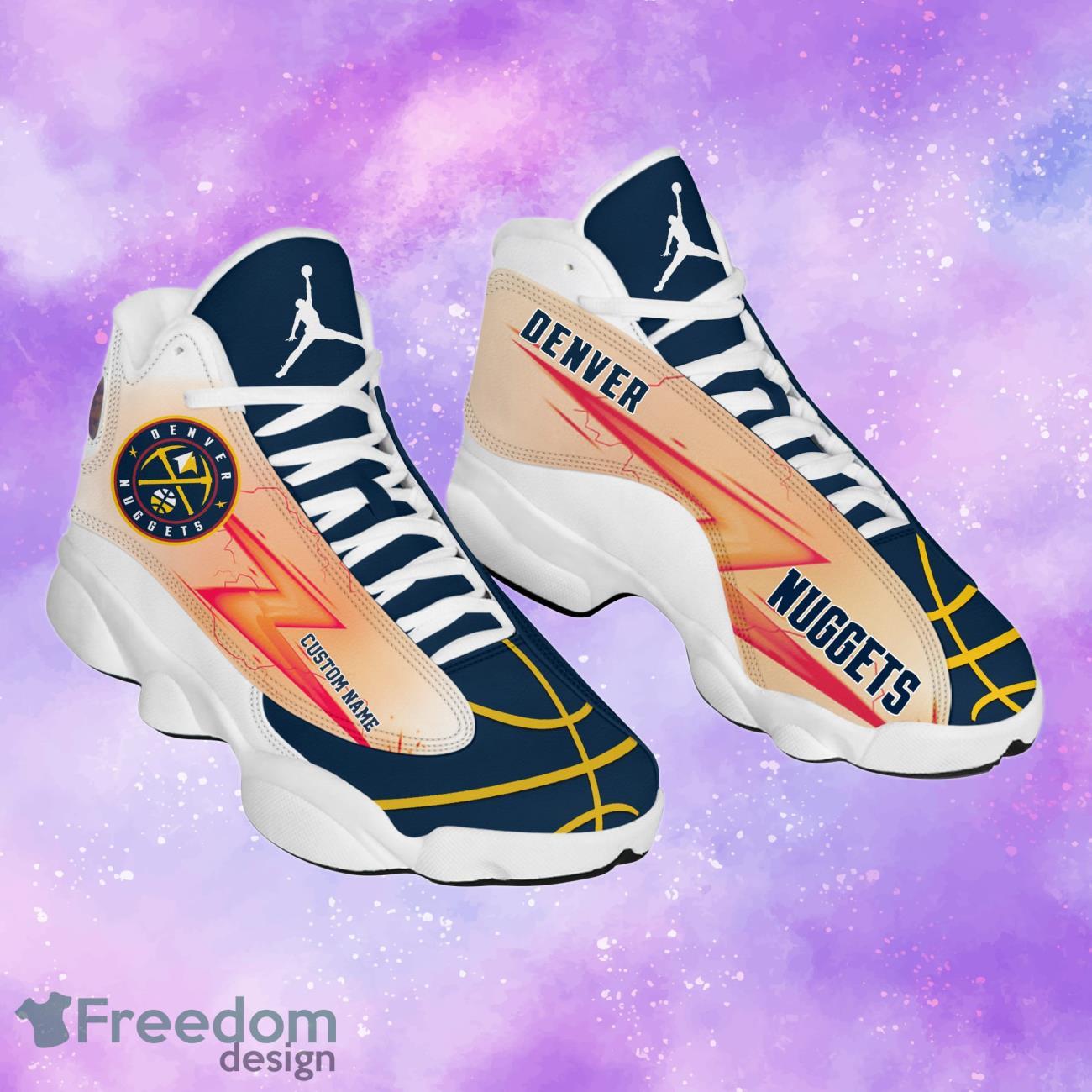 NBA Denver Nuggets Air Jordan 13 Lightning Custom Name Shoes
