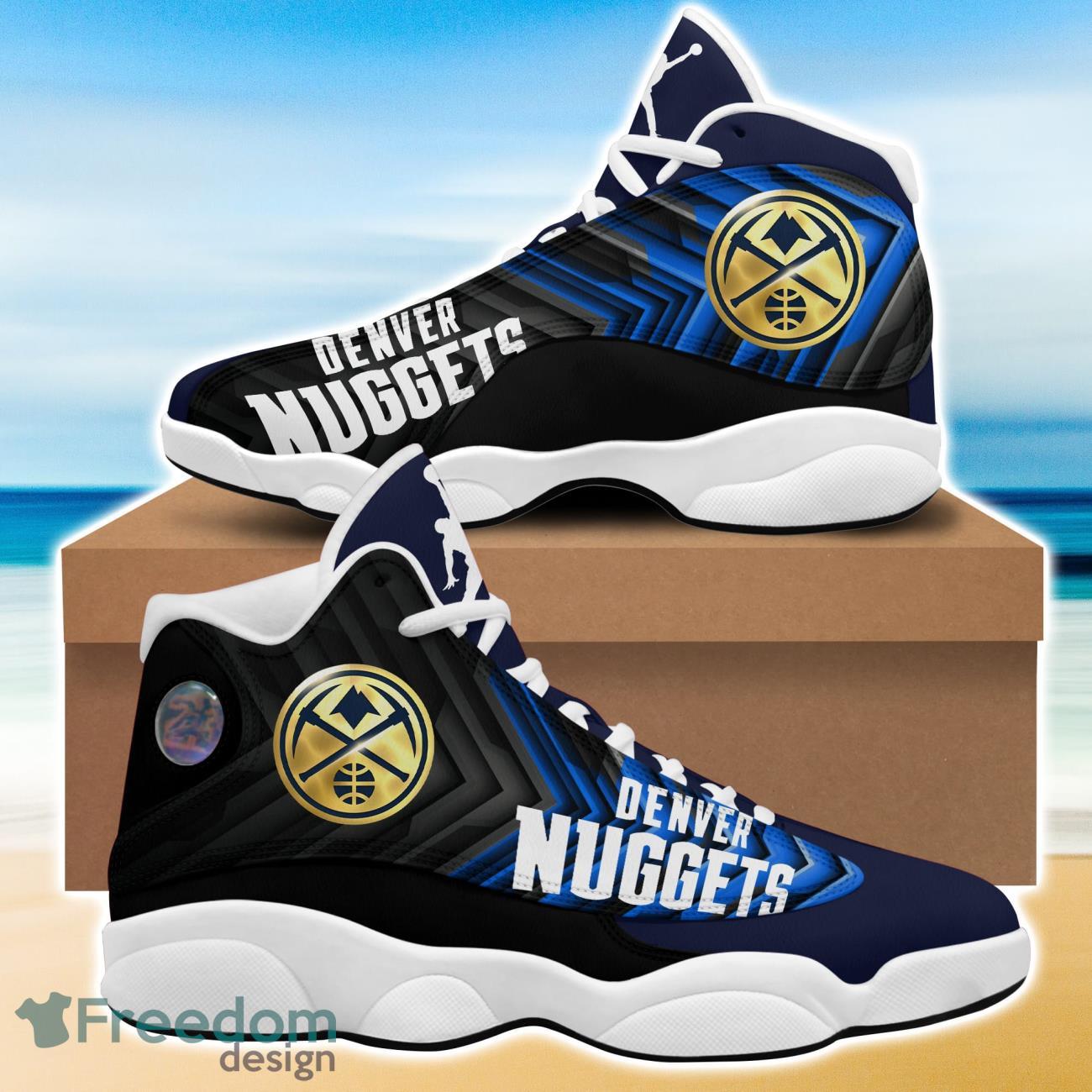 NBA Denver Nuggets Air Jordan 13 Custom Name Bee Shoes - Freedomdesign