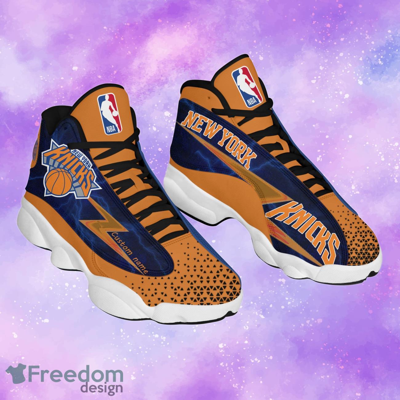 NBA New York Knicks Air Jordan 13 Custom Name Lightning Shoes -  Freedomdesign