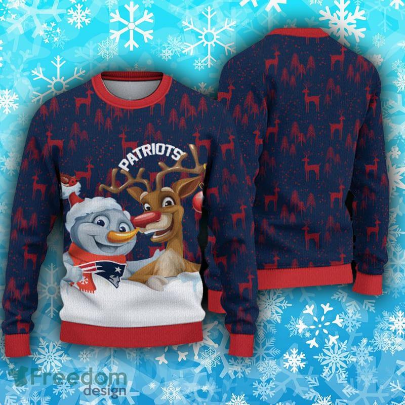 New England Patriots Logo Knitted Ball Snowfalke Pattern Ugly Christmas  Sweater - Limotees