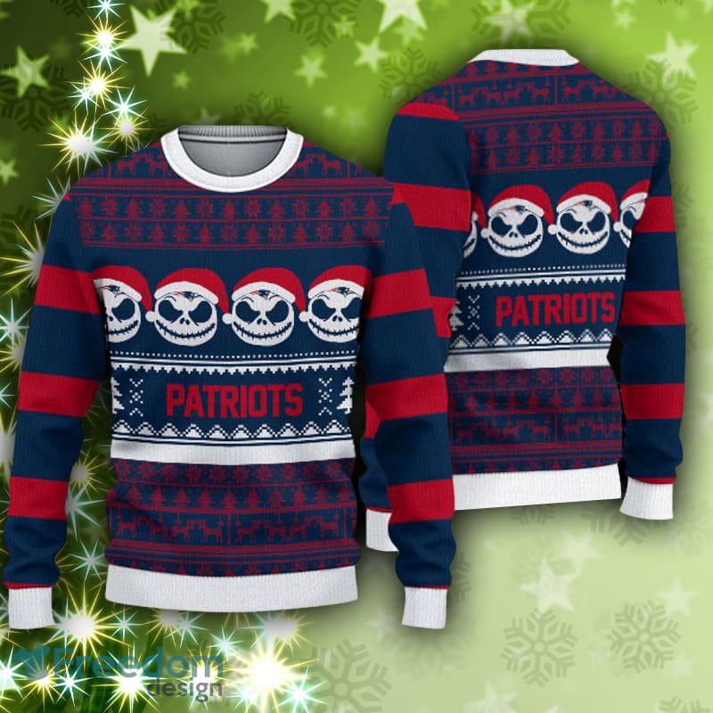 New England Patriots Christmas Reindeers Pattern Knitted Ugly Christmas  Sweater AOP Gift For Men And Women - Limotees