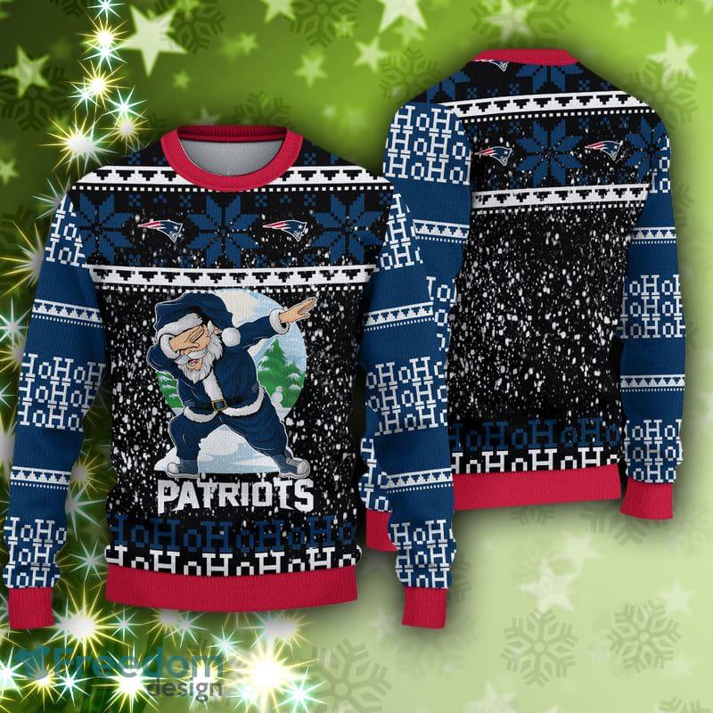 New England Patriots Christmas Santa Claus Pattern Ugly Christmas Sweater -  Freedomdesign