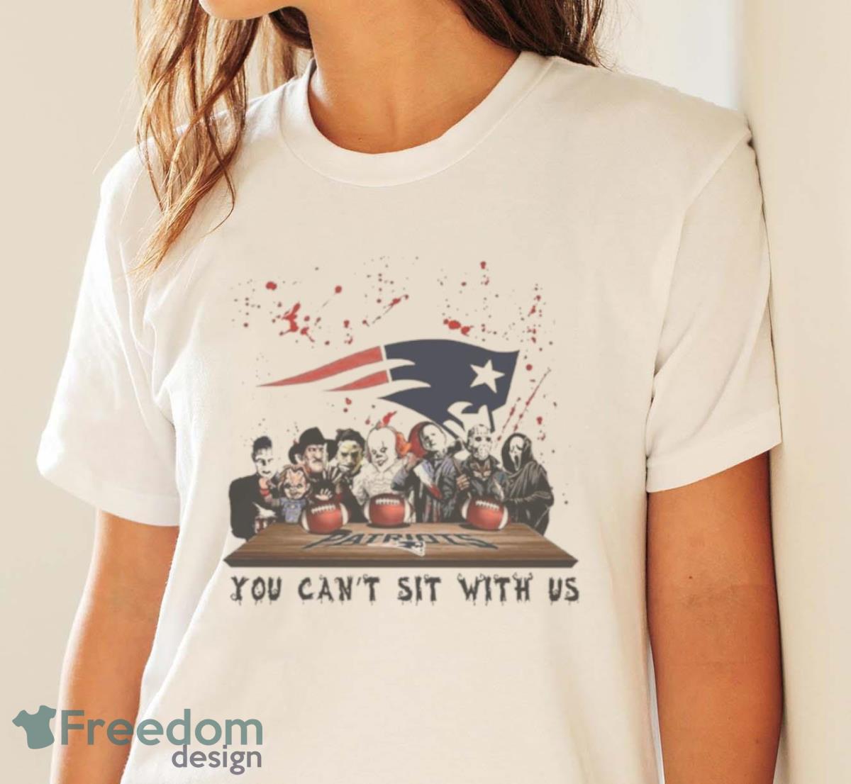 New England Patriots Horror Movie Characters Team You Can’t Sit With Us Halloween 2023 T Shirt - White Ladies T-Shirt