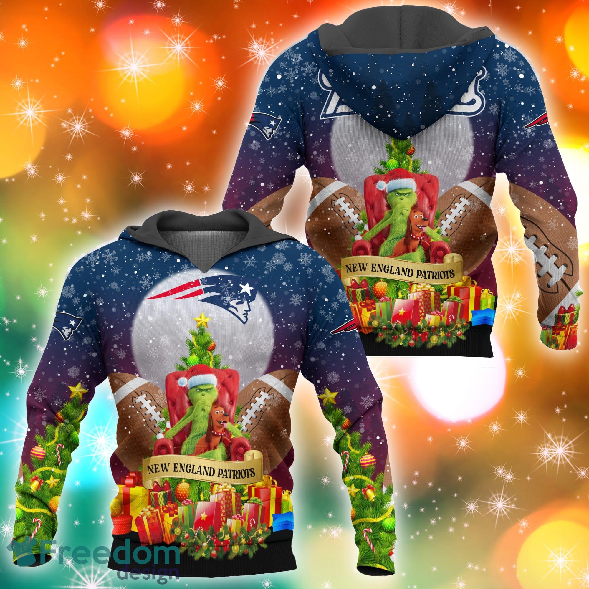 New England Patriots NFL Grinch Christmas Tree 3D Hoodie Pullover Prints -  Freedomdesign