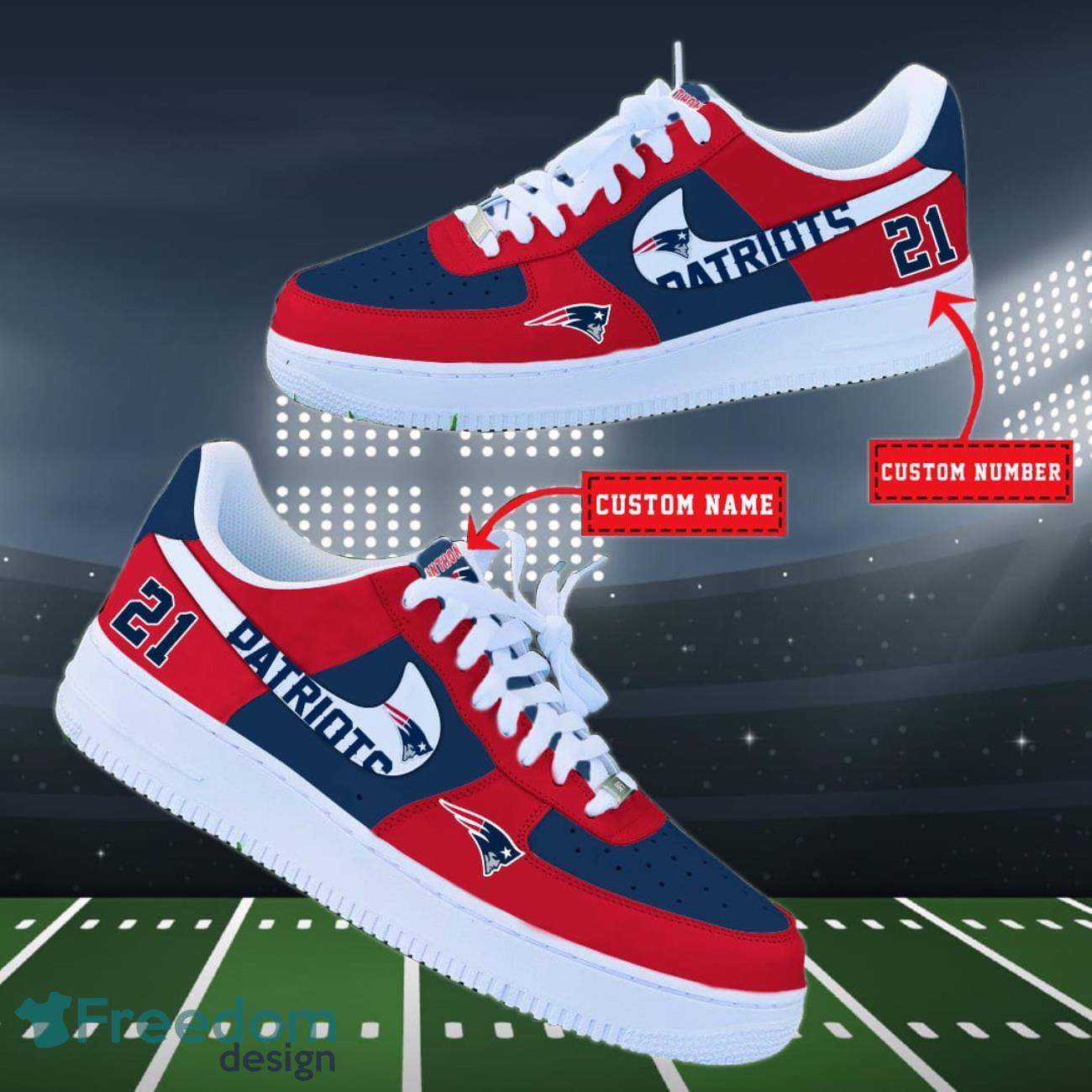 New England Patriots NFL Personalized Air Force Shoes Custom Name Product Photo 2