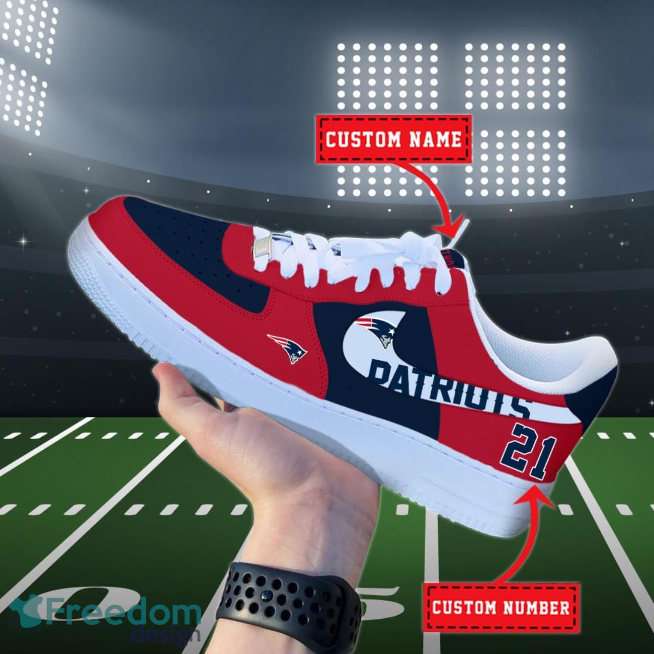 New England Patriots NFL Personalized Air Force Shoes Custom Name Product Photo 1