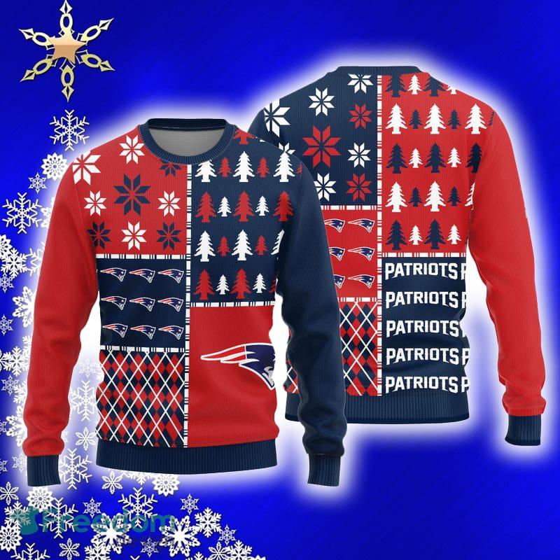 New England Patriots Teams Pine Trees Pattern Knitted Sweater For Christmas  - Freedomdesign