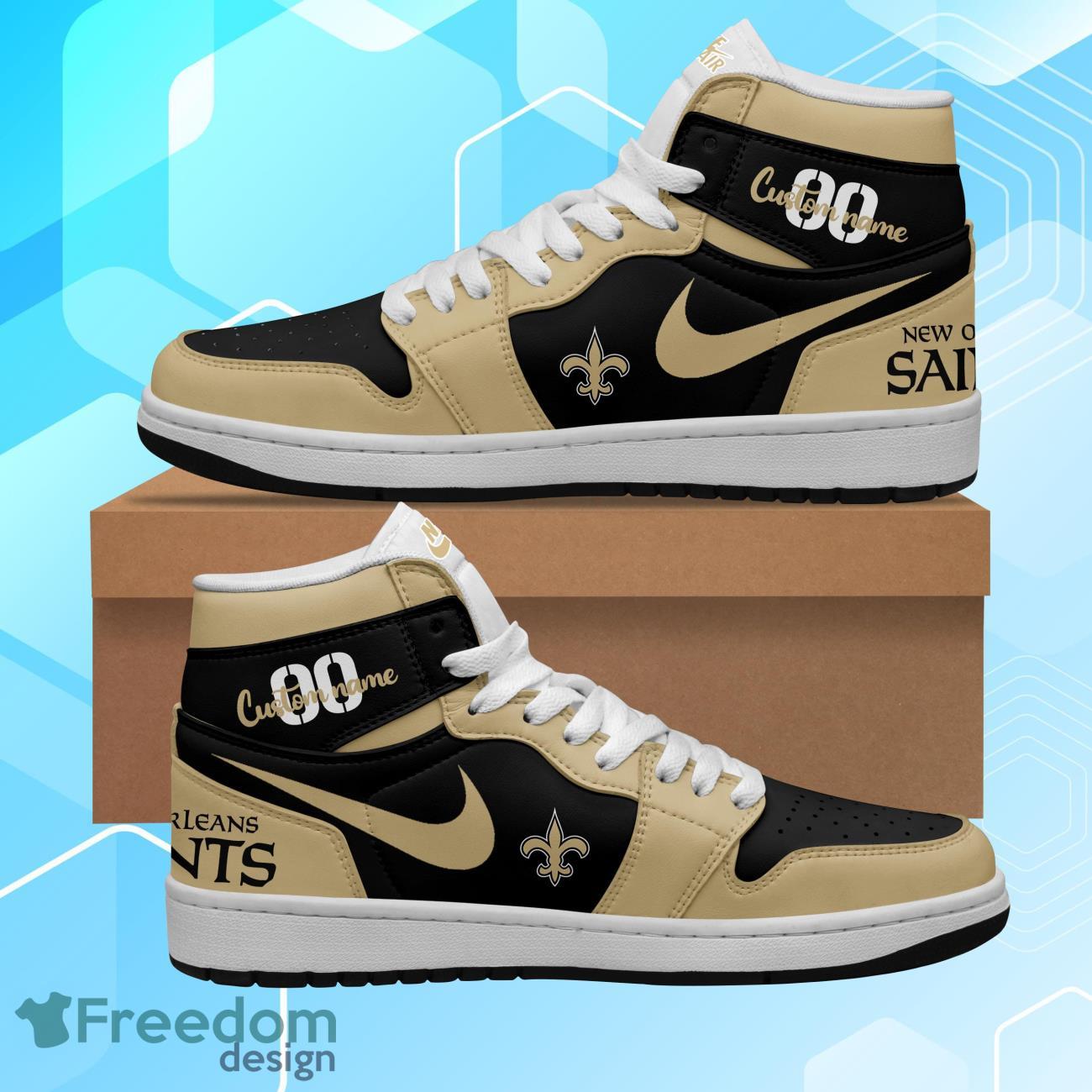 New Orleans Saints Air Jordan Hightop Shoes Custom Name & Number Product Photo 2