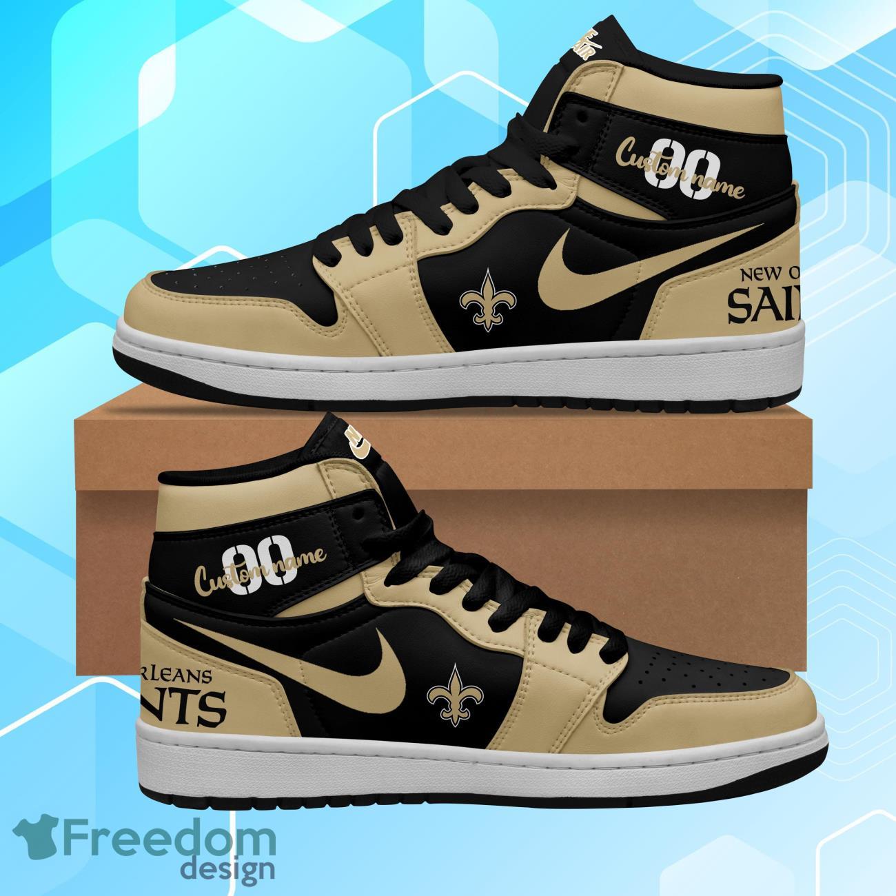 New Orleans Saints Air Jordan Hightop Shoes Custom Name & Number Product Photo 1