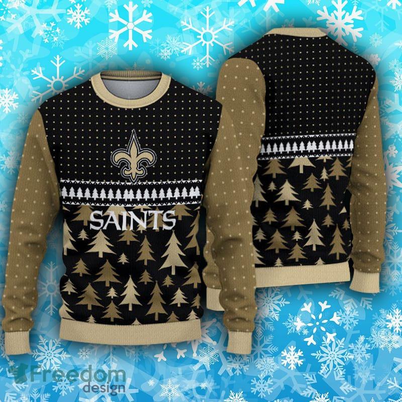 For Fans New Orleans Saints Christmas Tree Pattern Ugly Christmas Sweater  Christmas Gift