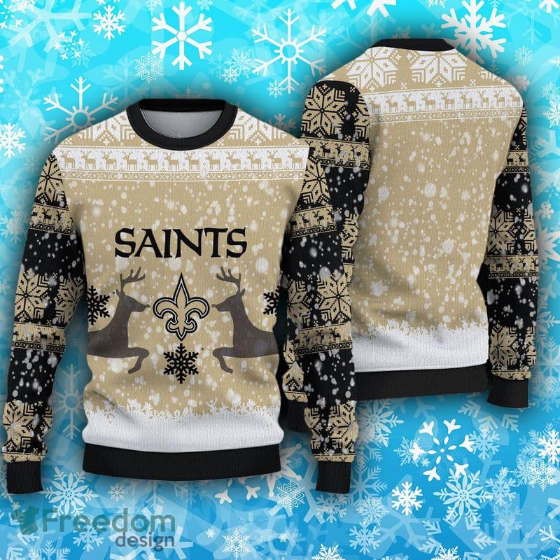 New Orleans Saints Fans Reindeer Mulled Ugly Christmas Sweater -  Freedomdesign