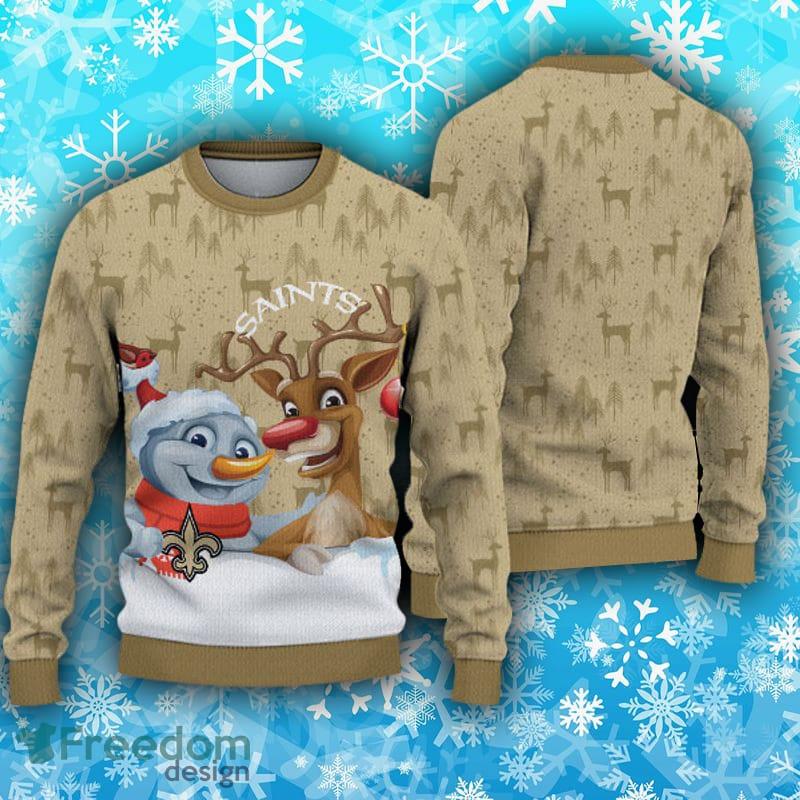 New Orleans Saints Fans Reindeers Pattern Ugly Christmas Sweater Gift -  Freedomdesign