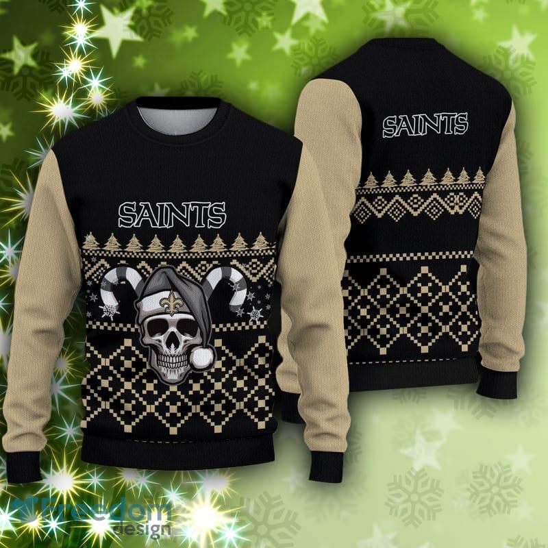 New Orleans Saints Fans Skull Frost Knitted Christmas Sweater -  Freedomdesign