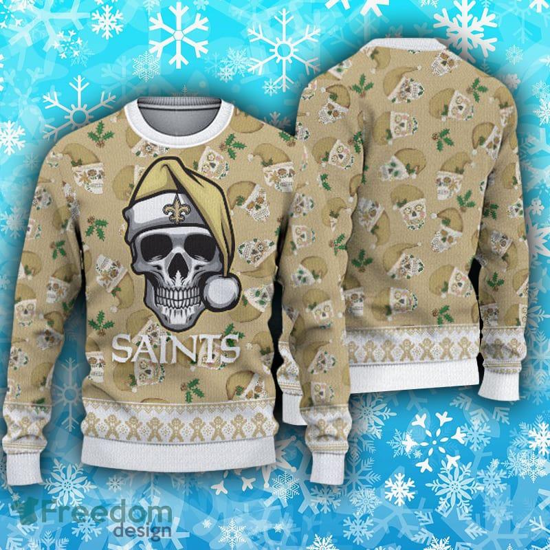 New Orleans Saints Fans Skull Snowball Ugly Christmas Sweater -  Freedomdesign