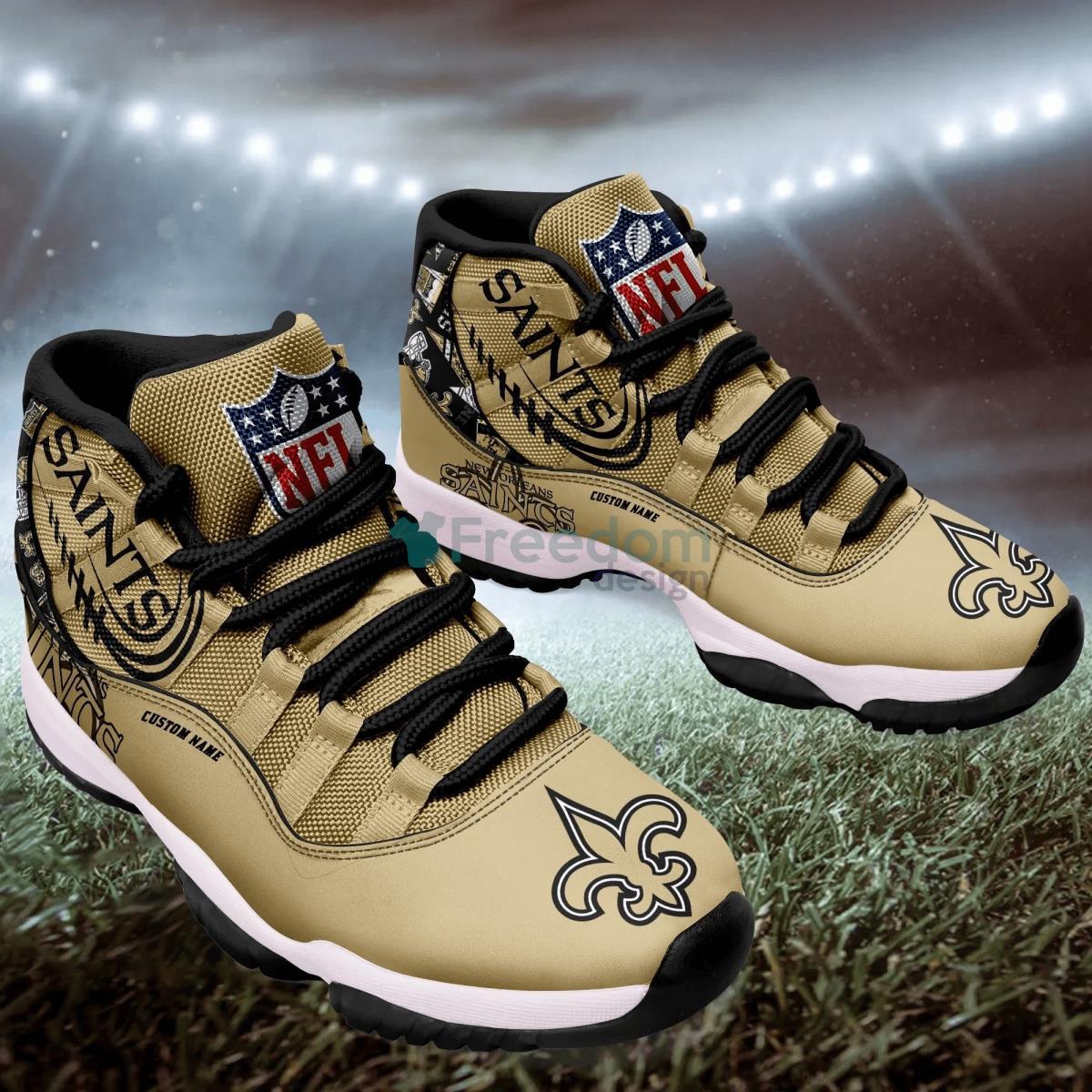 New Orleans Saints NFL Logo Air Jordan 11 Custom Name Shoes Product Photo 2