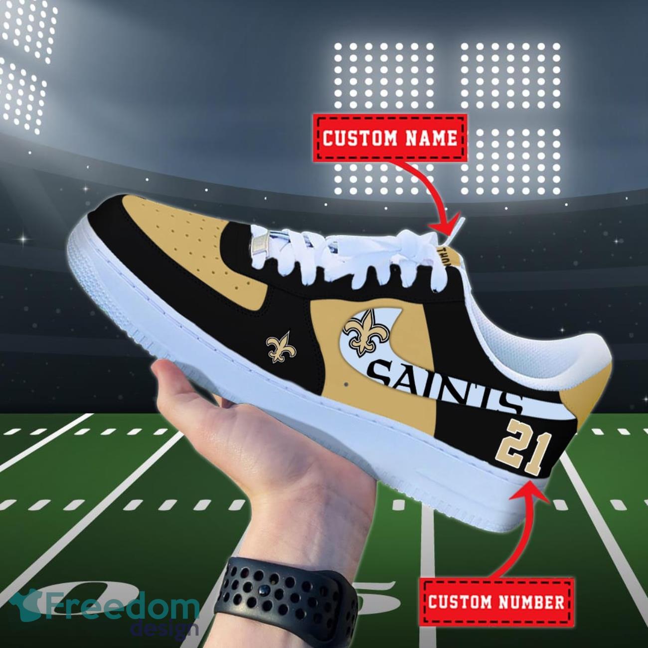 New Orleans Saints NFL Personalized Air Force Shoes Custom Name Product Photo 1