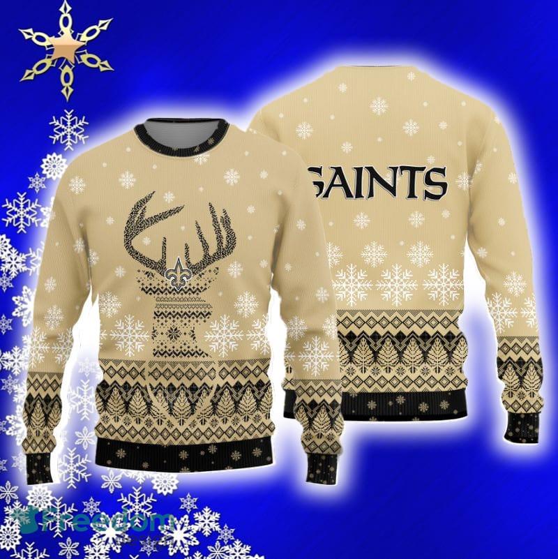 New Orleans Saints Christmas Reindeer Ugly Christmas Sweater - Freedomdesign